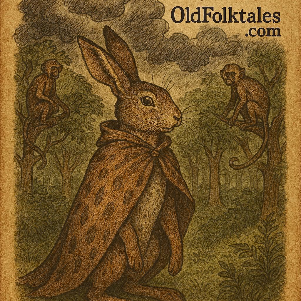 The clever hare wearing a bushbuck-skin mantle in an African folktale