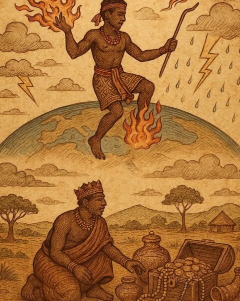 Sogbo and Sagbata in Dahomean folktale, fire and rain- Dahomean Folktale