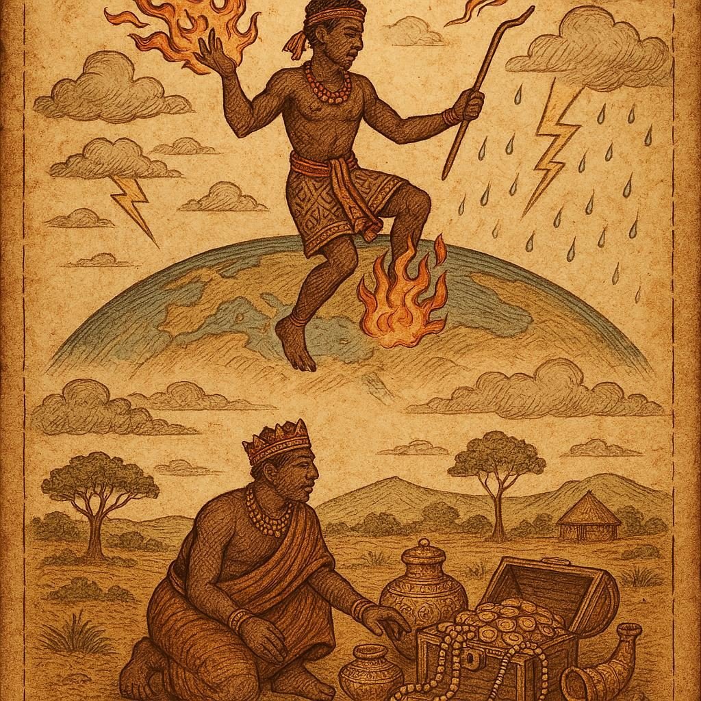 Sogbo and Sagbata in Dahomean folktale, fire and rain- Dahomean Folktale