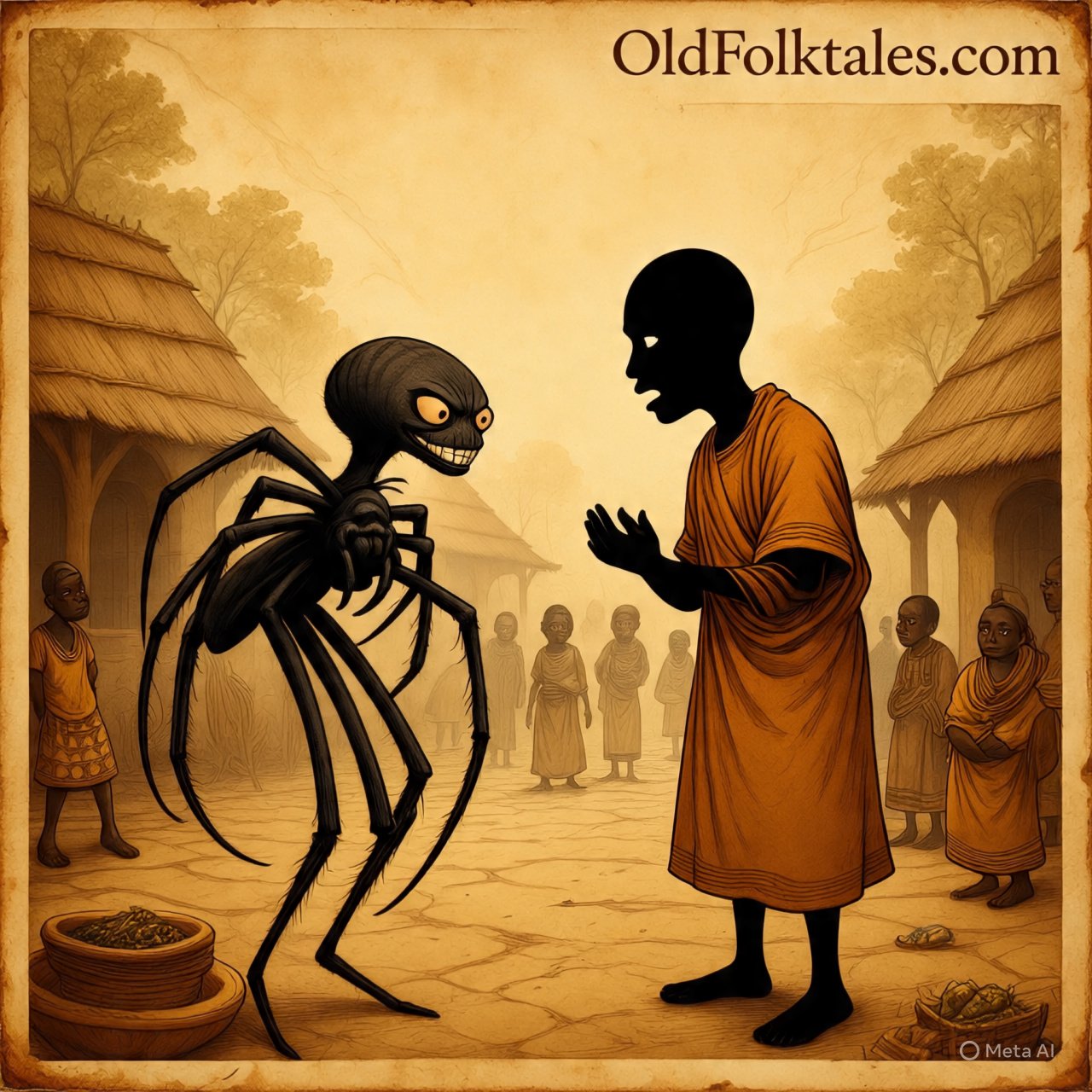Anansi tricks Nothing in a West African folktale, leading to his tragic fall into a deadly trap.”