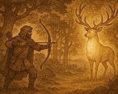 Zayanes hunter with bow in Middle Atlas forest