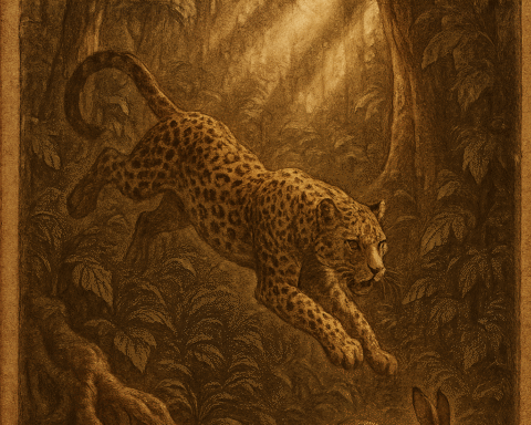 The Leopard chasing hare in Ugandan forest Baganda folklore