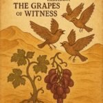 Parchment-style illustration of the magical vine and speaking birds, Algerian folktale, desert setting.