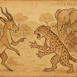 Gazelle and Leopard in an Equatorial Guinea folktale, family quarrel with elders teaching restraint and wisdom over anger.