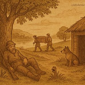 Hunter, two-mouthed creature, faithful dog, plane tree and river — Luchazi (Zambia) folktale.