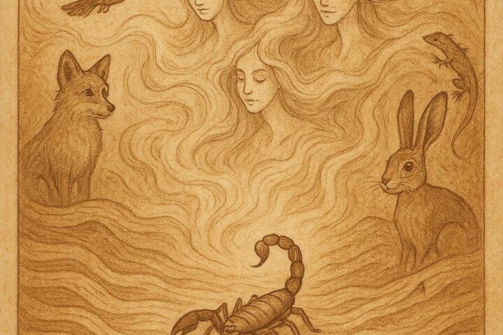 A clever scorpion trapped by desert spirits and watched by animals - Mauritanian folktale