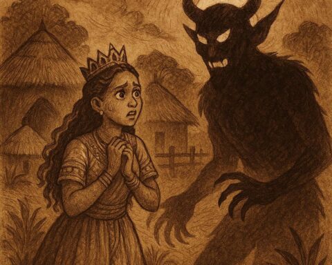 The King’s daughter facing the devil in a Benga folktale from Equatorial Guinea.