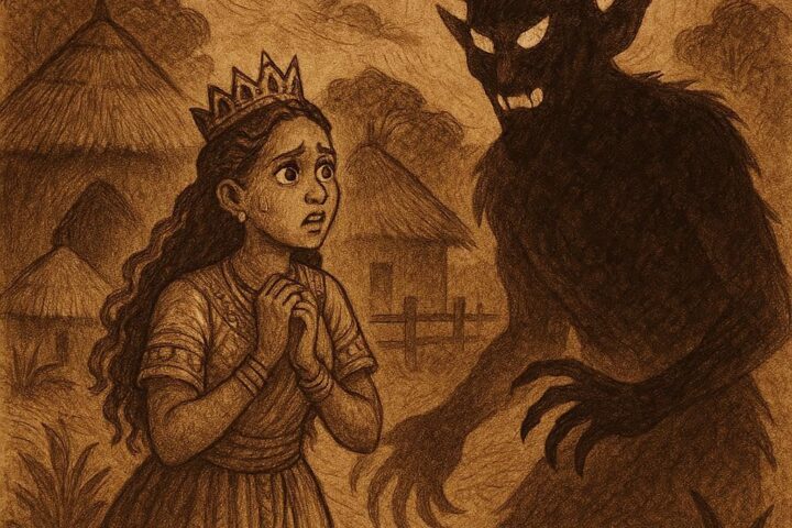 The King’s daughter facing the devil in a Benga folktale from Equatorial Guinea.