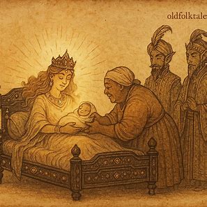 Old Fatou delivers a jinn queen’s baby in a palace, from a Gambian folktale