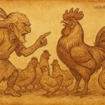 Chief scolding fowls, Head Cock responding proudly, Akan folktale from Ghana.