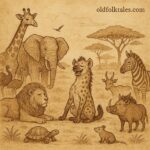 animals in the Malian savannah rejecting a greedy hyena who wanted to be king Mali folktale