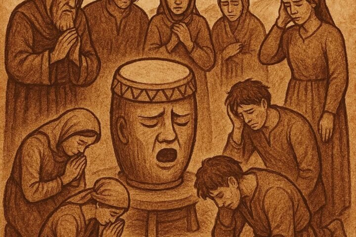 Villagers restoring and respecting a sacred talking drum, Sierra Leonean folktale