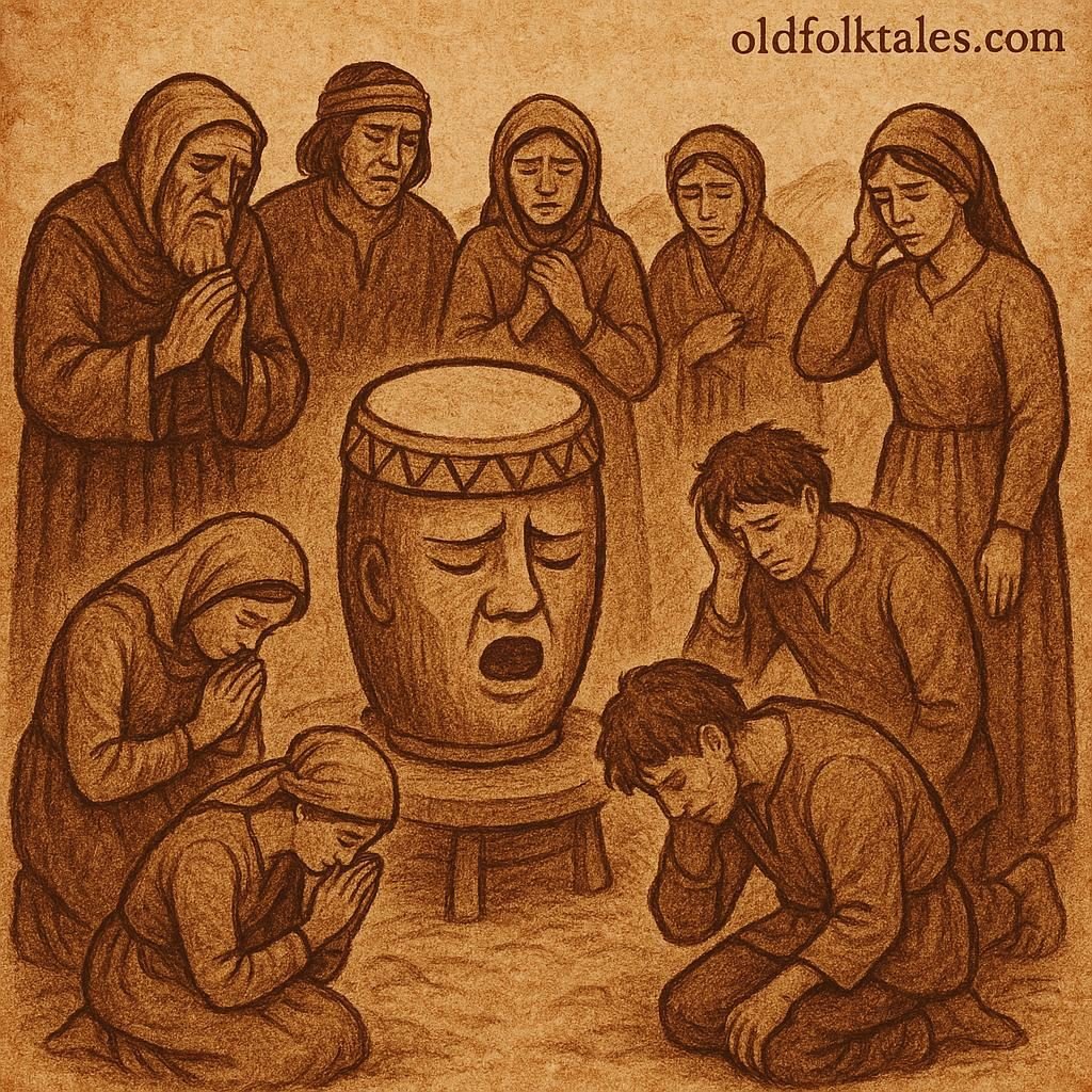 Villagers restoring and respecting a sacred talking drum, Sierra Leonean folktale