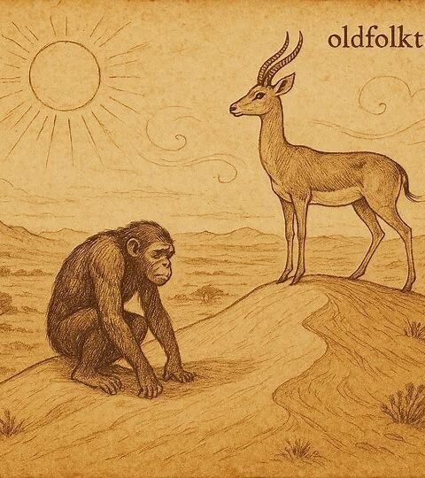 A weary ape struggles under the sun while the gazel drinks the wind, Tigréan folktale, Eritrea.