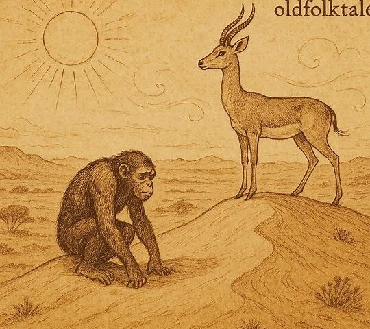 A weary ape struggles under the sun while the gazel drinks the wind, Tigréan folktale, Eritrea.