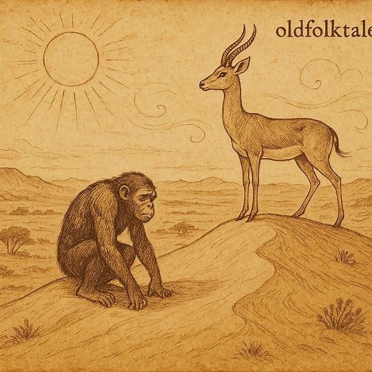 A weary ape struggles under the sun while the gazel drinks the wind, Tigréan folktale, Eritrea.