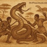 twin hunters battling a giant serpent in the Malian savannah Mali folktale
