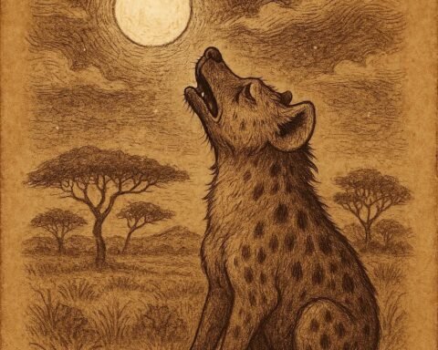 Why the Hyena Howls at Night – South Sudanese Folktale Illustration