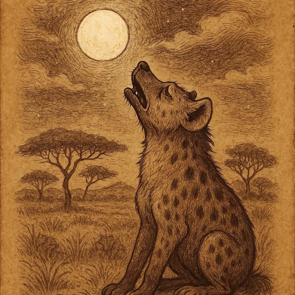 Why the Hyena Howls at Night – South Sudanese Folktale Illustration