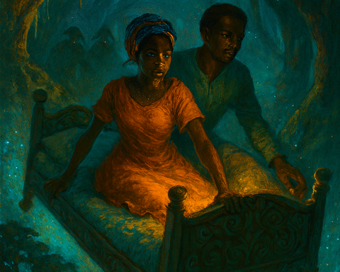 Discover the Togolese folktale of a shepherd’s daughter who outwits forest witches to save a prince. A myth of courage, wisdom, and ancient magic.