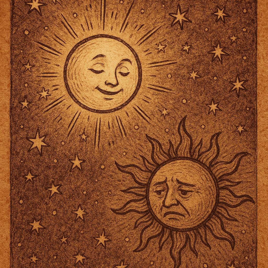 Moon shining brightly among stars while the Sun looks humbled - Sierra Leonean folktale