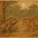 Igwana tricks a leopard cub in an Equatorial Guinean folktale of betrayal, cunning, and survival.