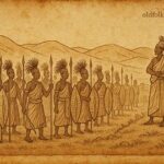 Illustration of Burundian Intore warriors in formation before their king, symbolizing bravery, loyalty, and cultural heritage.