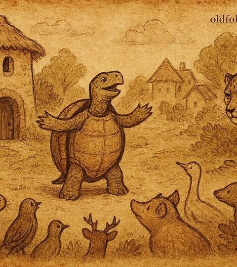 Tortoise defeats Leopard through wisdom and patience in an Equatorial Guinean folktale of envy, survival, and cunning.