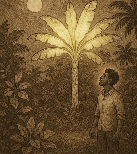 a Seychellois farmer meeting the spirit of a banana tree who becomes his bride, inspired by the folktale “The Banana Tree Bride