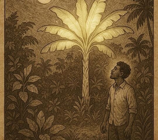 a Seychellois farmer meeting the spirit of a banana tree who becomes his bride, inspired by the folktale “The Banana Tree Bride