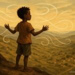 A boy on Eritrean hill speaking to wind connecting distant villages.