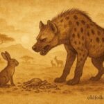 An illustration of hare outwitting hyena in Eritrean highlands during famine.