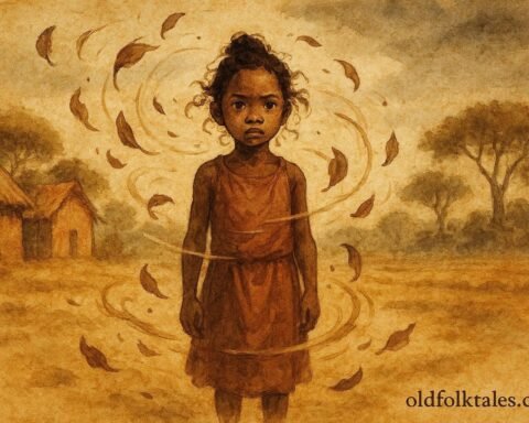 A girl controlling wind, Malagasy folktale about imbalance and responsibility.