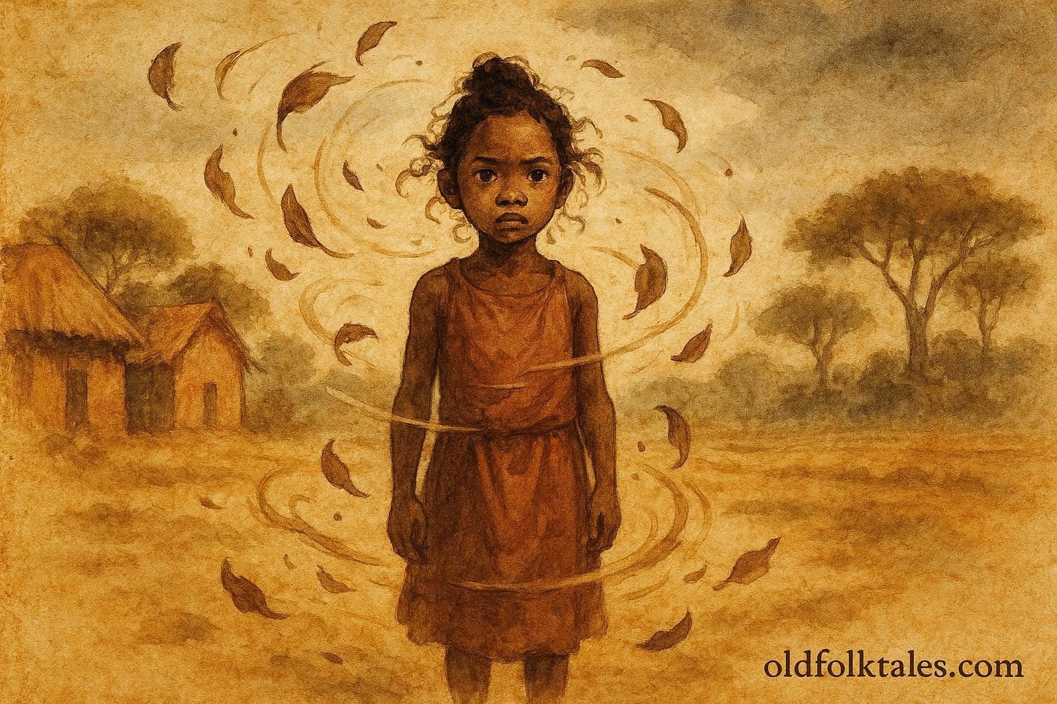 A girl controlling wind, Malagasy folktale about imbalance and responsibility.