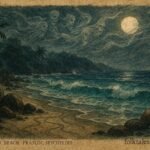 An illustration of ghost pirate whispers luring treasure seekers on Anse Lazio beach in Seychelles.