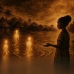 An illustration of river spirit flooding and restoration ritual in Burundian village.