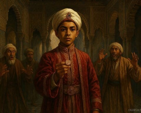 A hidden royal heir revealing his identity inside the palace court of Rabat