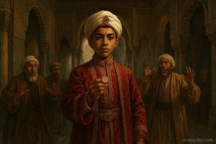 A hidden royal heir revealing his identity inside the palace court of Rabat
