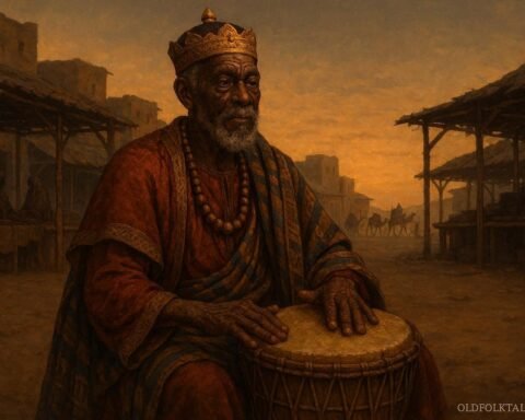 An elderly royal drummer preserving the memory of ancient Begho as the trading city declines