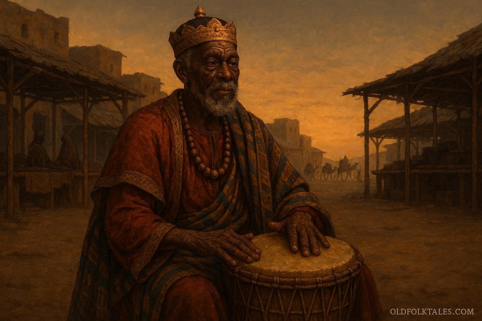 An elderly royal drummer preserving the memory of ancient Begho as the trading city declines