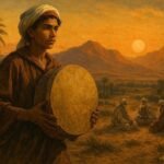 A young musician returning a sacred ceremonial drum during a peace gathering in Morocco’s Sous Valley