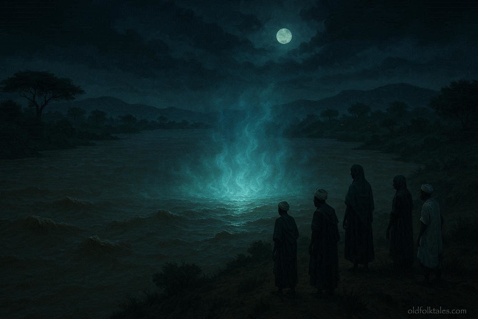 Villagers listening to a mysterious singing river during flood season in Somalia