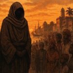 A mysterious veiled prophet standing near the harbor of Mahajanga Madagascar