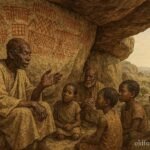 Ancient rock paintings at Nyero Rock in eastern Uganda as elders share stories about their mysterious creators.