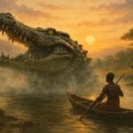 A legendary giant crocodile appearing from the Luangwa River to remind people to respect nature and its resources.