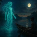 A mysterious glowing water spirit appearing before a fisherman on Oguta Lake in southeastern Nigeria.