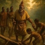 An elderly Ngbaka chief leads four men on a journey through a forest while helping villagers along the way.