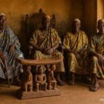 Ceremonial royal stool displayed in a traditional Gen palace in Glidji, Togo.