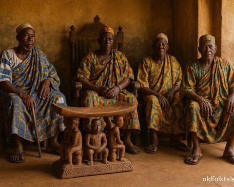 Ceremonial royal stool displayed in a traditional Gen palace in Glidji, Togo.