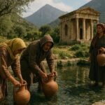 Adults collecting fresh water from the historic Spring of Zaghouan in northern Tunisia.